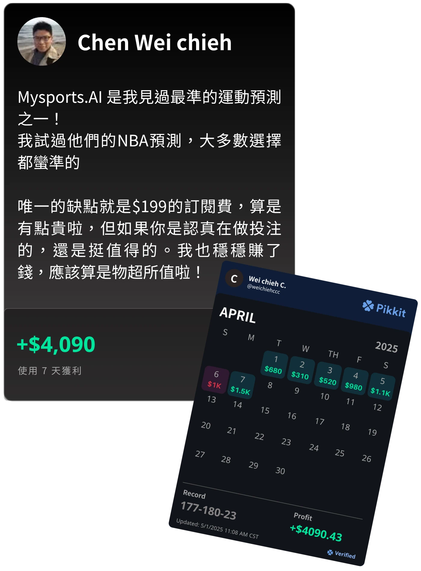 用戶獲利截圖 1